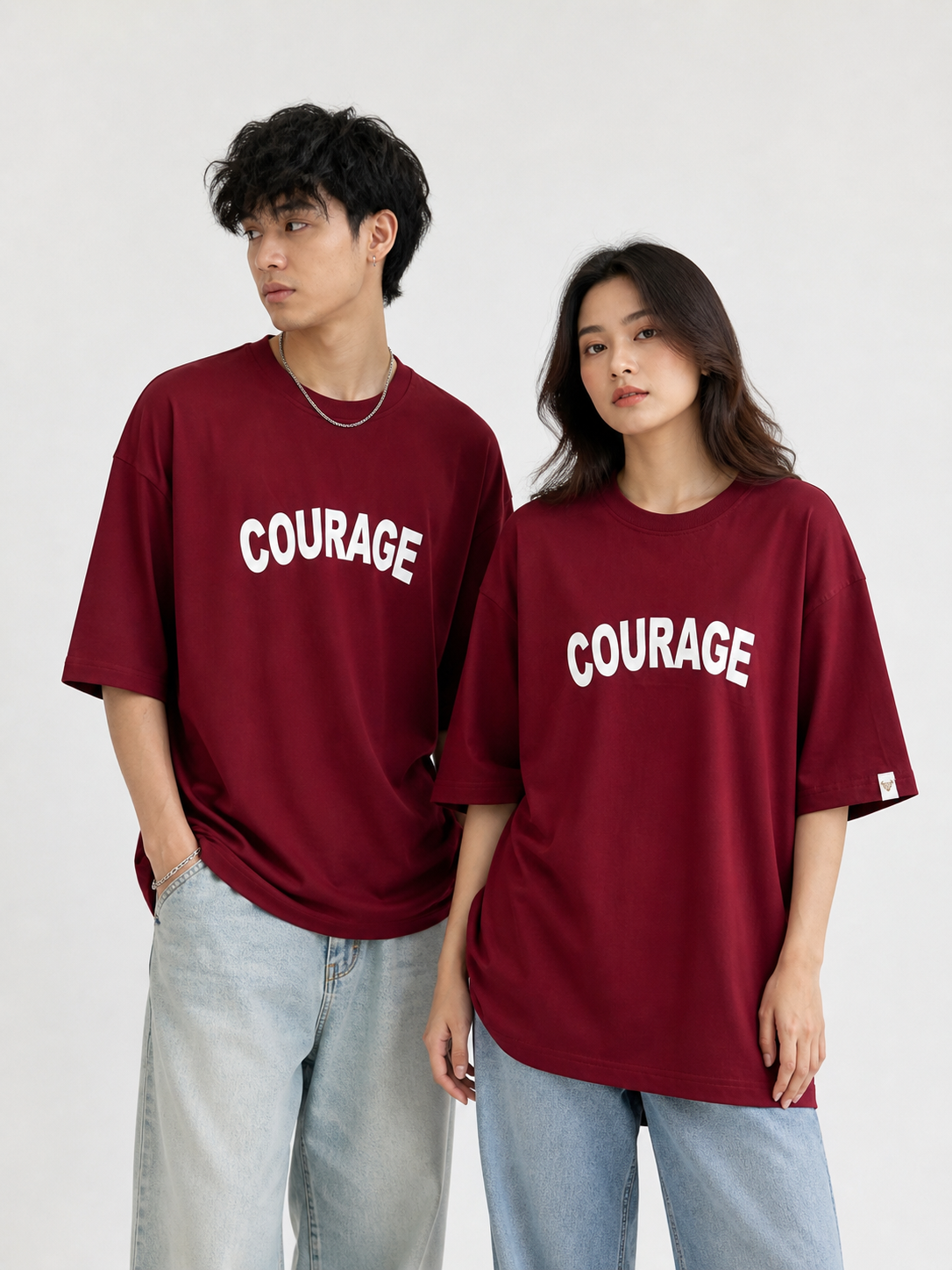“Courage – Ferocious” Oversized T-Shirt – Maroon
