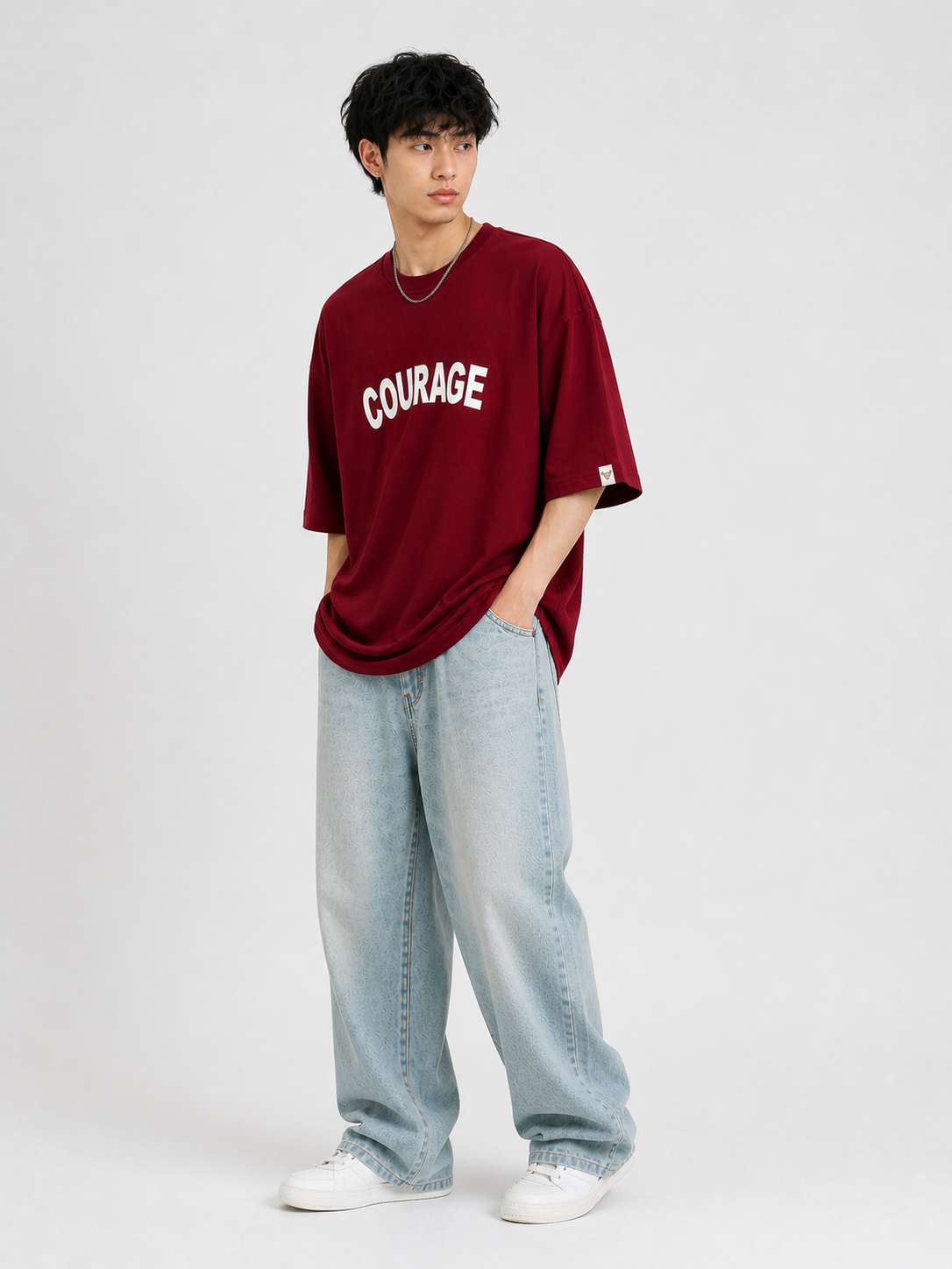 “Courage – Ferocious” Oversized T-Shirt – Maroon