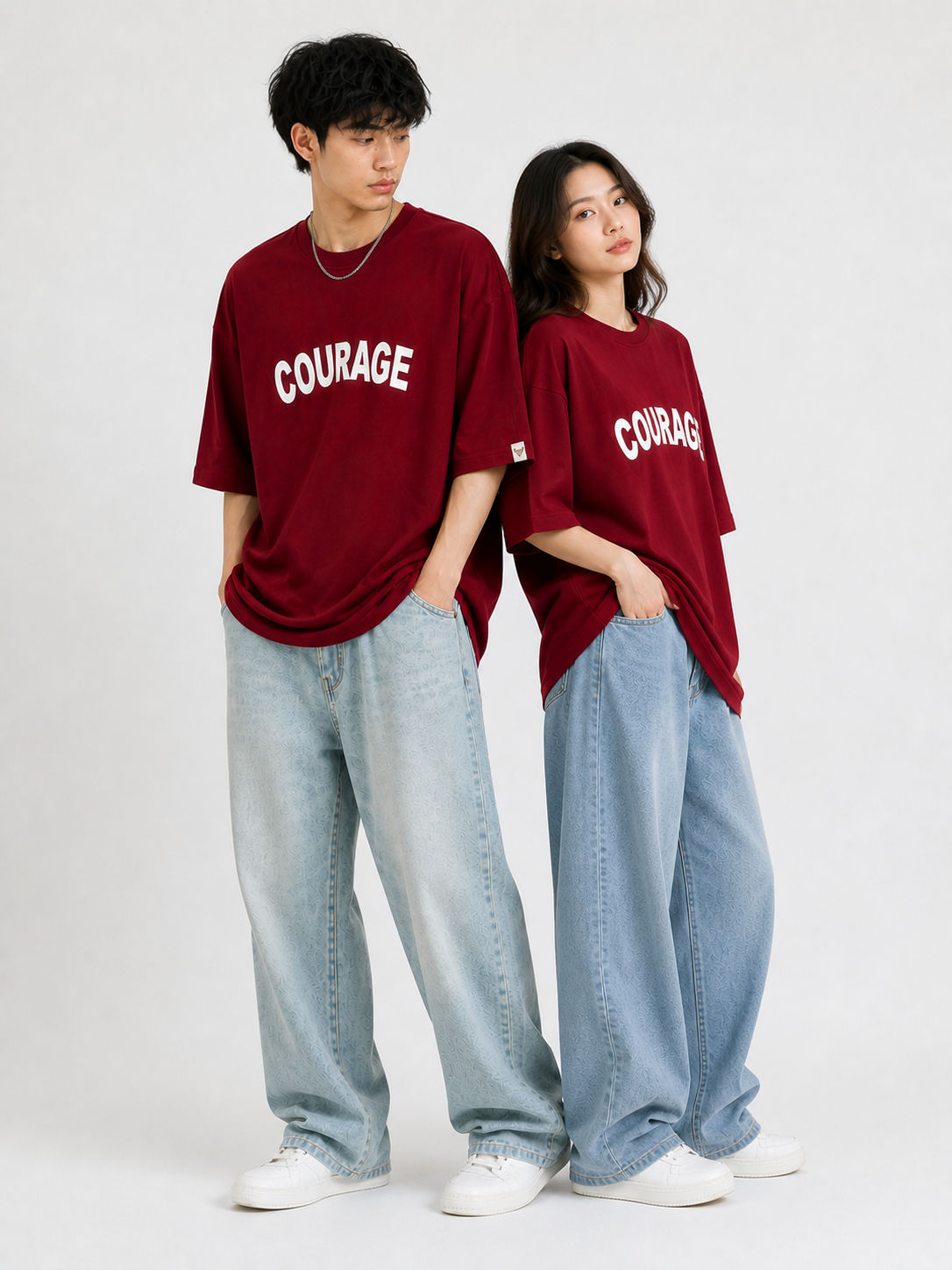 “Courage – Ferocious” Oversized T-Shirt – Maroon