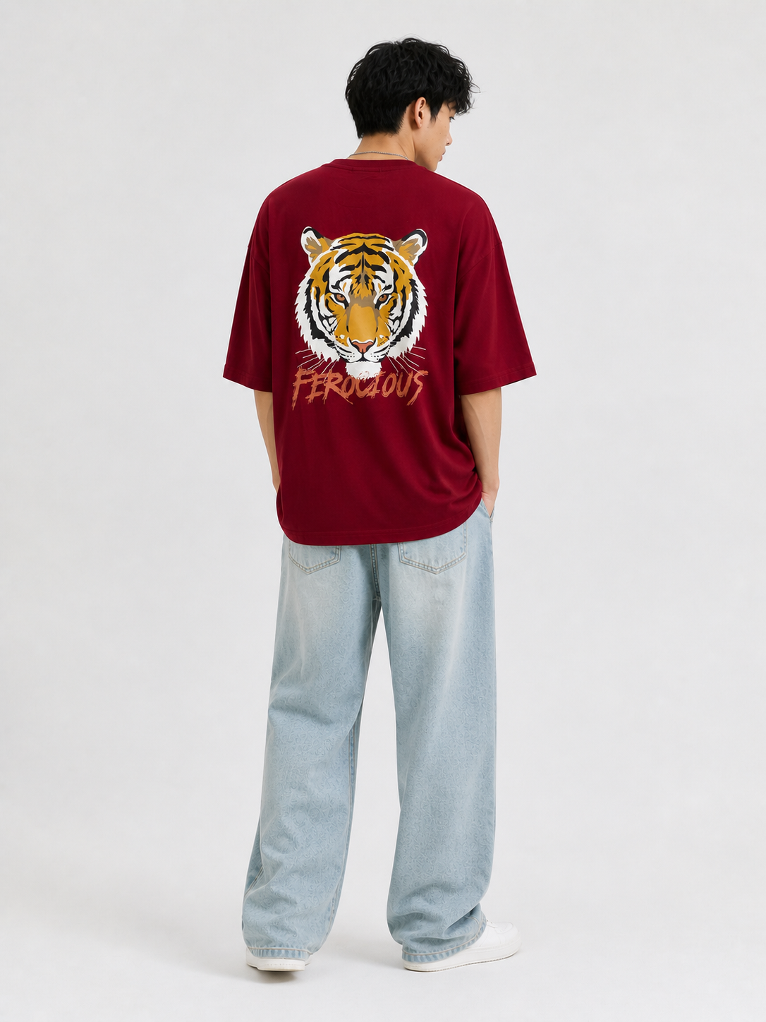 “Courage – Ferocious” Oversized T-Shirt – Maroon