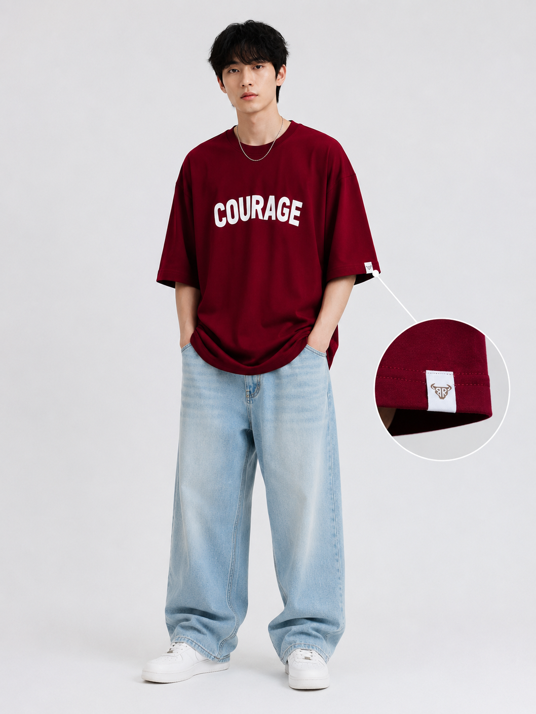 “Courage – Ferocious” Oversized T-Shirt – Maroon