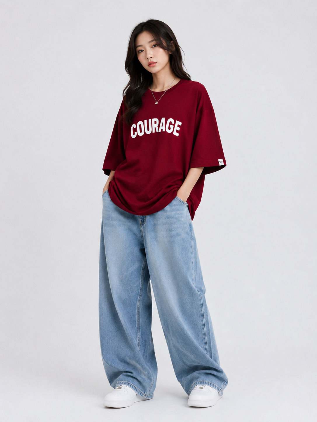 “Courage – Ferocious” Oversized T-Shirt – Maroon