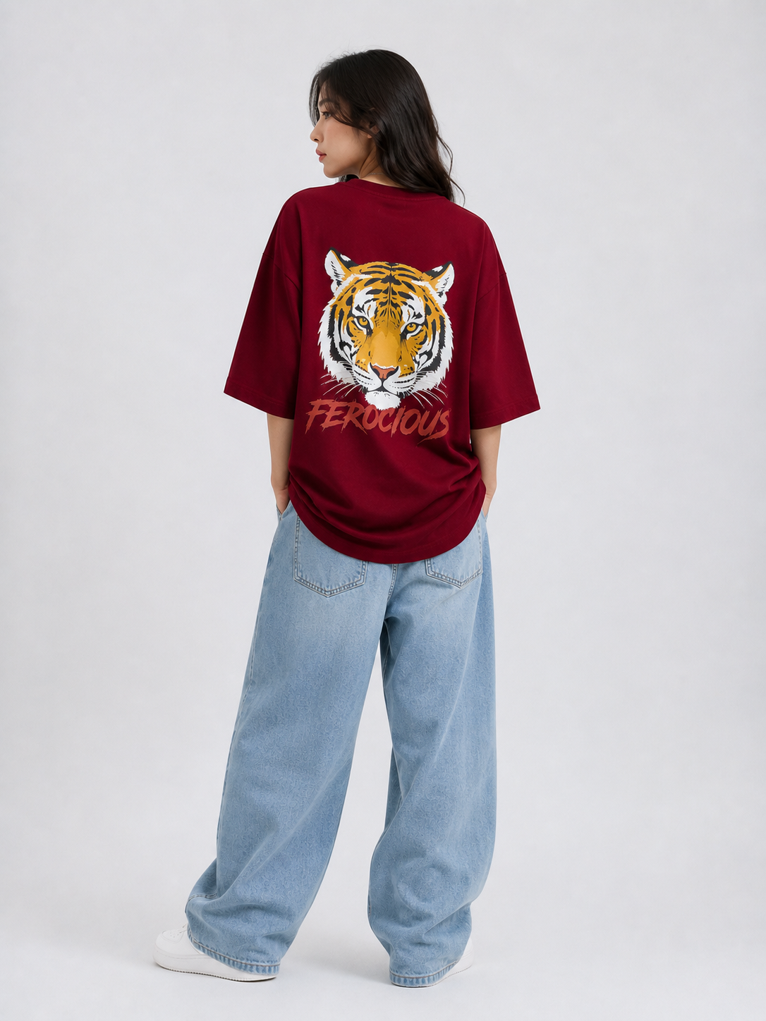 “Courage – Ferocious” Oversized T-Shirt – Maroon