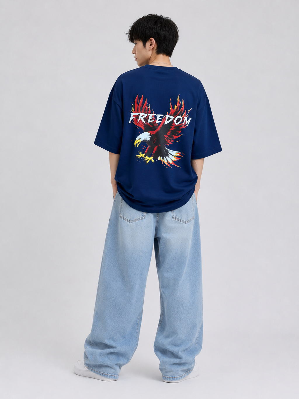 Rise Above – Freedom Oversized T-Shirt – Navy Blue
