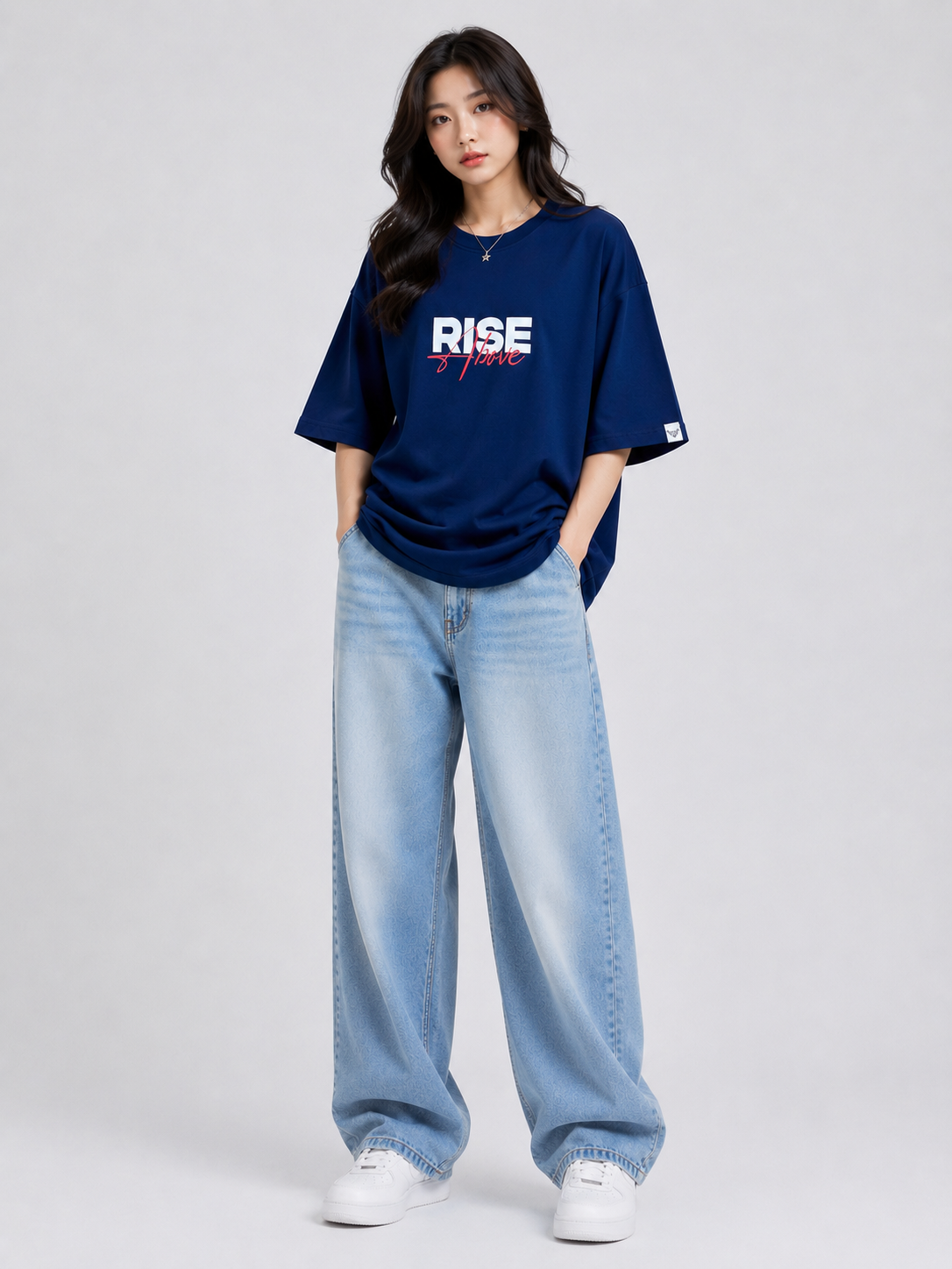 Rise Above – Freedom Oversized T-Shirt – Navy Blue