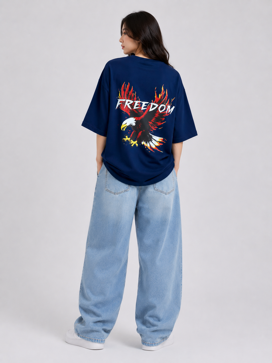 Rise Above – Freedom Oversized T-Shirt – Navy Blue
