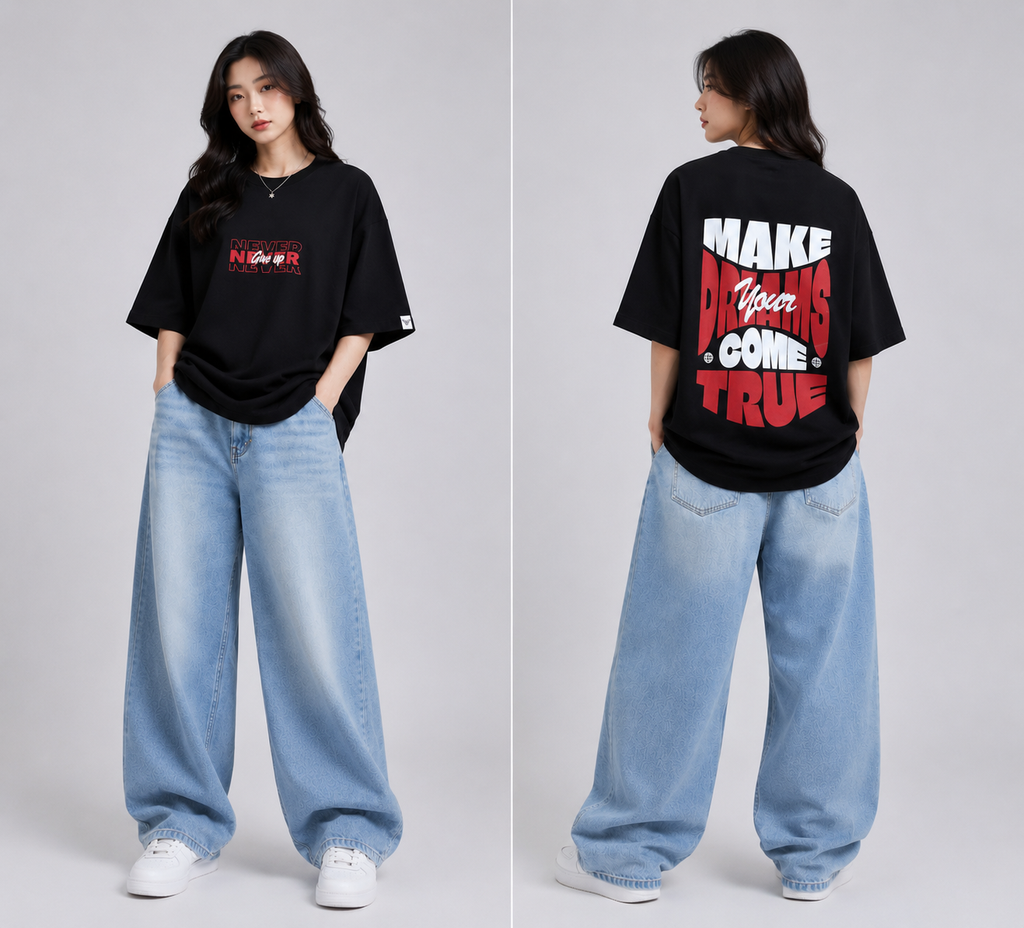 Never Give Up / Dreams Come True Oversized T-Shirt