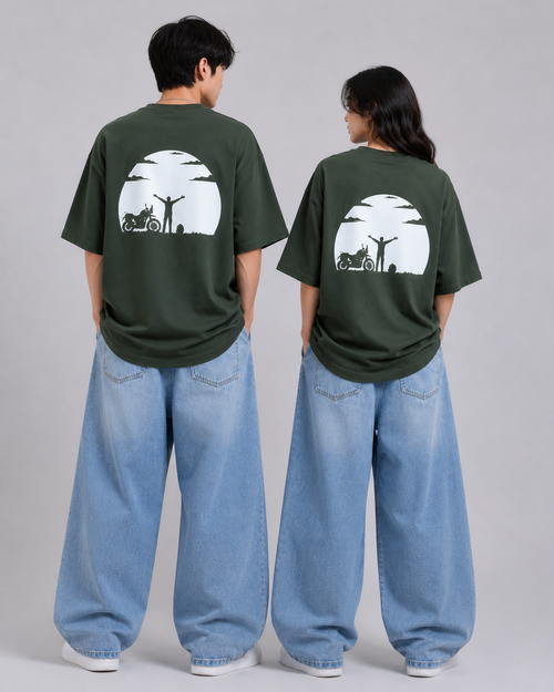 Motor Ride Oversized T-Shirt – Olive Green