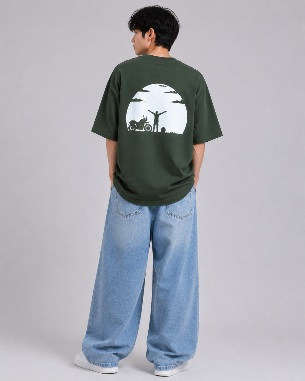 Motor Ride Oversized T-Shirt – Olive Green